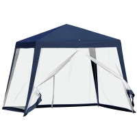 Outsunny Tenda de Jardim 3x3m Tenda com 4 Partes Laterais Rede Mosquiteira com Zíper Proteção UV para Patio Azul(m-11)