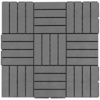 Outsunny Terrassenfliesen 30 x 30 cm 9 Stück 0,81㎡ Klickfliesen Balkonfliesen mit Klicksystem Drainagefunktion Bodenbelag Fliese für Terrasse Balkon Dunkelgrau(m-11)