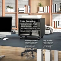 HOMCOM Dulap Mobil pentru Imprimantă pe 2 Niveluri cu 3 Compartimente și Roți pentru Birou și Studiu, 40x30x36cm, Negru(m-8)