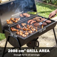 Outsunny Steel Charcoal BBQ, with Ash Catcher and Warming Rack(m-4)