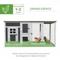 PawHut Poulailler multi-équipements niche toit ouvrant perchoir pondoir enclos tiroir à déjection 160L x 75l x 80H cm bois massif pin gris blanc(m-4)