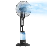 Ventilator HOMCOM cu 3 Viteze, Oscilație 75° și Pulverizare Reglabilă, Negru(m-11)