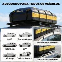 Outsunny Bolsa de Teto para Carro 594L Impermeável com 6 Correias Tapete Antiderrapante e Ganchos para Veículos Preto e Amarelo(m-7)