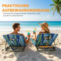 Outsunny 2er Set Strandmatte mit Verstellbarer Rückenlehne klappbar leicht Strandliege mit Kopfkissen Aufbewahrungstasche(m-7)