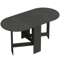 HOMCOM Mesa de Cozinha Dobrável com Alas Rebatíveis Mesa de Cozinha Dobrável de Forma Oval Estilo Moderno 163x80x75 cm Preto(m-1)