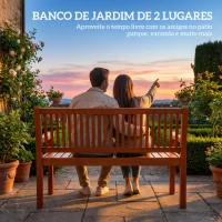 Outsunny Banco de Jardim em Madeira, Banco de Exterior de 2 Lugares com Capa Impermeável Encosto Ergonómico 125x62x90 cm Castanho Claro(m-5)