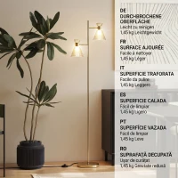 HOMCOM Lampă de Podea Modernă cu 2 Surse de Lumină și Abajururi Reglabile, Întrerupător cu Pedală, Auriu(m-6)