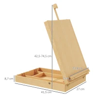 Vinsetto Cavalete de Mesa Ajustável em Madeira de Faia com 5 Compartimentos Prancha de Desenho e Esboços Dobrável 27x41,5x42,5-74,5 cm Madeira(m-3)
