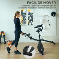 SPORTNOW Bicicleta Estática Dobrável com Resistência Magnética de 8 Níveis Encosto Volante Ecrã LCD e Banda de Resistência 43x97x109 cm Preto(m-8)