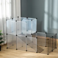 PawHut Jaula para Animales Pequeños Parque para Mascotas con 27 Paneles y Forma Personalizable para Cobayas Conejos Chinchillas 140x70x90 cm Transparente(m-10)