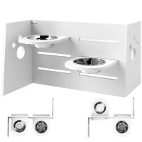 PawHut Hundefutternapf-Gestell, verstellbare Futternäpfe mit separatem Design, 2 Edelstahlschüsseln, Anti-Schling-Matte, Weiß(m-1)