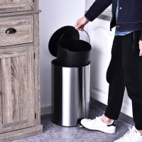 HOMCOM Abfalleimer Mülleimer Treteimer mit Inneneimer 12 L Soft Schließen Edelstahl PP Ø25,8 x H42 cm(m-9)