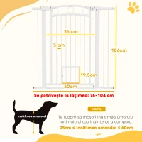 PawHut Poartă Reglabilă pentru Câini 76-104 cm, Înălțime 106 cm, cu 2 Extensii, Albă(m-3)