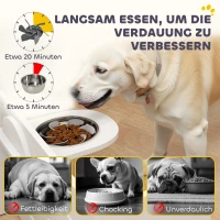 PawHut Hundefutternapf-Gestell, verstellbare Futternäpfe mit separatem Design, 2 Edelstahlschüsseln, Anti-Schling-Matte, Weiß(m-6)