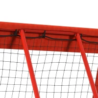 HOMCOM Fußball-Rückprallnetz, verstellbar, faltbar, Metallrahmen, Allwetter-PE-Netz, inkl. Heringe, Rot(m-7)