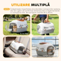PawHut Cușcă de Transport pentru Pisici și Câini Mici până la 4 kg din Plastic, cu Fereastră Superioară, 49x32x31 cm, Gri(m-4)