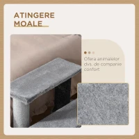 PawHut Scară pentru Pisici cu 3 Trepte, Material Flanelat și Bilă, 45x40x48cm, Gri(m-6)