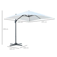 Outsunny Sonnenschirm 245 x 245 cm Kurbelschirm Ampelschirm mit Kurbelvorrichtung Sonnenschutz Alu Roma Schirm Neigungswinkel verstellbar Creme(m-3)