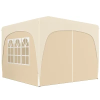 Outsunny Tenda Dobrável 3x3 m com Painéis Laterais UPF50+ Tenda de Jardim com Altura Ajustável e Bolsa de Transporte Areia(m-11)