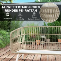 Outsunny Gartenmöbel Set aus Polyrattan Lounge-Set mit 2er Sofa Sessel Tisch Kissen wetterfest für 4 Personen Khaki(m-5)