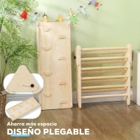 AIYAPLAY Triángulo de Escalada de Madera 3 en 1 con Rampa para Deslizarse o Escalar 147x64,5x63 cm Natural(m-7)