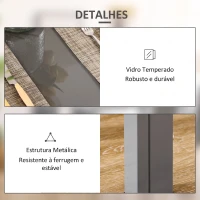 HOMCOM Conjunto de Sala de Jantar 5 Peças com Mesa Retangular de Vidro Temperado e 4 Cadeiras em PU Cinzento(m-6)