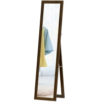 HOMCOM Espelho de Pé 37x155 cm Espelho de Corpo Inteiro Espelho de Parede Retangular com Estrutura de Madeira Cor Nogueira(m-10)