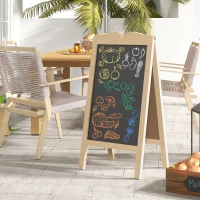 Vinsetto Mini Cavalete de Madeira Quadro Lousa Negro Magnético e Dobrável com 8 Gizes e 6 Placas de Palavras 51x42x101 cm Madeira(m-10)