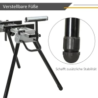 DURHAND Untergestell für Kappsägen Arbeitstisch für Kapp- und Gehrungssägen Sägengestell Kappsäge Stahl Schwarz+Silber Seitenverlängerung 123,5-245 cm(m-7)