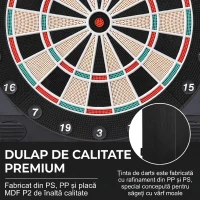 HOMCOM Țintă Săgeți Electronică cu Scor Automat, 12 Săgeți și 6 Display-uri, 51x6.5x57cm, Neagră(m-6)
