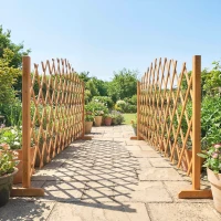 Outsunny Absperrgitter 2er-Set Scherengitter ausziehbar freistehender Scherensperre mit Standfüßen 180 x 30 x 103 cm Braun(m-10)
