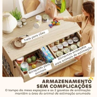 PawHut Gaiola para Cães Médios e Grandes Mesa de Apoio Moderna com 2 Gavetas 2 Portas e Fecho 100x56x81 cm Carvalho(m-5)