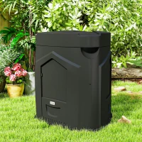 Outsunny 240L Gartenkomposter, Dreieckiger Kompostbehälter mit 3 Türen, Schwarz(m-10)
