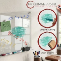 Vinsetto Tablă albă din sticlă și aluminiu cu 4 markere colorate și burete ștergător, 90x60x0,4 cm(m-4)