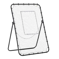 HOMCOM Fussball-Rückprallnetz, verstellbarer Winkel, höhenverstellbar, Rebounder, Kickback, Schwarz(m-1)