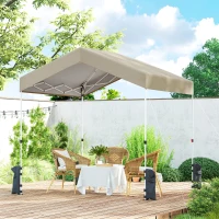 Outsunny Tenda Dobrável 2,4x2,4 m Pop-up UPF50+ Bloqueio Central Altura Ajustável Bolsa de Transporte Sacos de Areia Bege(m-10)