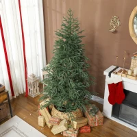 HOMCOM Brad de Crăciun artificial de 180 cm, ignifug, cu 1814 crengi realiste și bază pliabilă din metal(m-10)