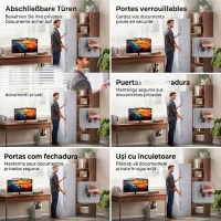 HOMCOM Dulap pentru Birou din Oțel cu 3 Uși Independente și 2 Chei, 45x38x180 cm, Gri Deschis(m-5)