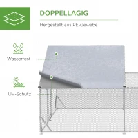 PawHut Zwerghühnerstall, wetterbeständig, begehbarer Stall, Stahlgitter, 400 cm x 300 cm x 195 cm, Silber(m-5)