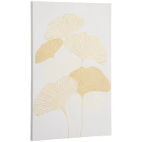 HOMCOM Pintura em Tela Folhas de Ginkgo Biloba 90x60cm Impressão Artística para Decoração de Parede na Sala de Estar Quarto de Escritório(m-1)