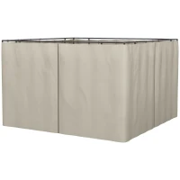 Outsunny 4 Paredes Laterais para Tenda 302x205 cm Laterais para Tenda Universal com Ganchos e Argola em C para Jardim Terraço Bege(m-1)