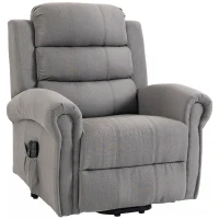 HOMCOM Fotoliu Power-Lift relax cu masaj prin vibrații și funcție de încălzire, fotoliu cu ridicare, port USB, buzunare laterale și telecomandă, Gri deschis(m-8)