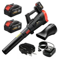 Outsunny Suflător cu Baterie 18V, Suflător de Frunze cu 2 Baterii 4Ah, Motor Brushless 600W, 3 Trepte Viteză 149 km/h, Turbo Boost, 2 Țevi, Încărcător, pentru Grădină Frunze Zăpadă Praful(m-12)