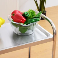 HOMCOM Carrinho Auxiliar com Rodas de Aço Inoxidável Carrinho de Cozinha com 2 Prateleiras e 2 Pegas 70,5x40,5x81 cm Prata(m-8)