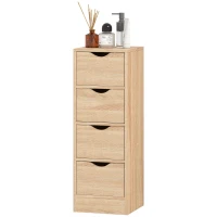 HOMCOM Dulap de Baie Economisitor de Spațiu cu 4 Sertare și Mânere Sculptate Stil Nordico, 29x29x83 cm, Lemn Natural(m-11)