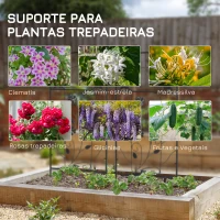 Outsunny Conjunto de 2 Treliças de Jardim Suportes para Plantas Trepadeiras com Estrutura Metálica Decoração para Exterior 38x98 cm Preto(m-4)