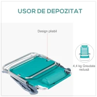 Outsunny Set 2 Scaune de Camping Pliabile și Reclinabile pe 6 Nivele, din Aluminiu și Spumă, 62x65x80 cm, Gri și Albastru(m-7)