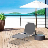 Outsunny Espreguiçadeira Dobrável Espreguiçadeira de Jardim com Encosto Ajustável em 5 Posições para Terraço 187x55x24 cm Cinza(m-15)