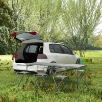 Outsunny Picknick-Set Klapptisch mit Stühlen Campingtisch mit Stühlen, klappbar, 180 cm x 60 cm x 70 cm, Silber(m-10)