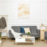 HOMCOM Tableau sur toile feuilles ginkgo doré - décoration murale - dim. 100L x 80l cm(m-10)